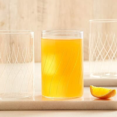 Borosil Vision Cascade Cut 350ml Set of 6 pcs Transparent Drinking Glass | Borosilicate Glass Tumblers for Water, Cold Drinks, Juice| Flame Proof, Microwave & Dishwasher Safe | For Daily use & Gifting