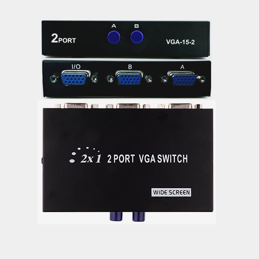 VGA 2 in 1 Out 2 Port VGA Switch Press Button Two Way VGA Video Switch for PS4 ,PC, TV,Projector ,Monitor VGA 2 in 1 Out 2 Port VGA Switch Press Button Two Way VGA Video Switch for PS4 ,PC, TV,Projector ,Monitor