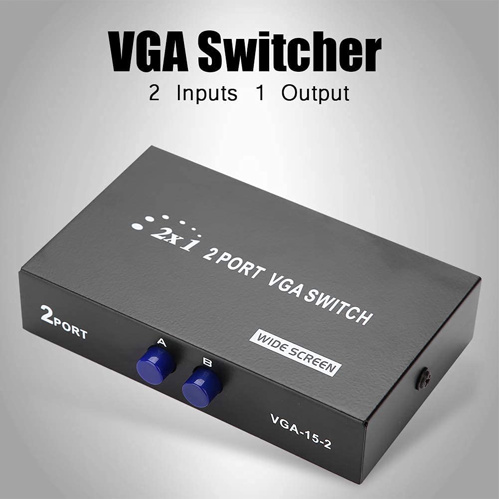 VGA 2 in 1 Out 2 Port VGA Switch Press Button Two Way VGA Video Switch for PS4 ,PC, TV,Projector ,Monitor VGA 2 in 1 Out 2 Port VGA Switch Press Button Two Way VGA Video Switch for PS4 ,PC, TV,Projector ,Monitor