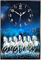 Sublimation  Wall Clock Printed Photo Frame Seven Horses Wall Paper Scenery with Wall Clock  Photo Frame Scenery