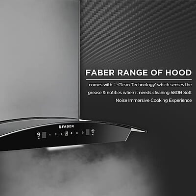 Faber 60 Cm 1500 M³/Hr Autoclean Kitchen Chimney Autoclean Alarm, Mood Energy In Hcsc Bk 60,Touch&Gesture Control,