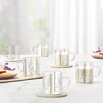 Borosil Vision Sintra Tea n Coffee Classic Mug Set of 6 Pcs 210 ml | Borosillicate Glass, Microwave Safe, Scratch Resistance, Lightweight | for Chai, Green Tea, Milk Borosil Vision Sintra Tea n Coffee Classic Mug Set of 6 Pcs 210 ml | Borosillicate Glass, Microwave Safe, Scratch Resistance, Lightweight | for Chai, Green Tea, Milk