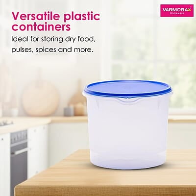 Varmora Magnum Round Smart Kitchen Storage Plastic Container – Blue Lid (2.5 Litres) (Pack of 1) Varmora Magnum Round Smart Kitchen Storage Plastic Container – Blue Lid (2.5 Litres) (Pack of 1)
