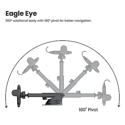 Portronics Clamp M2 Adjustable Car Mobile Phone Holder Stand for Dashboard & Windshield, 360° Rotational, Strong Suction Cup, Compatible with 4 to 6 inch Devices