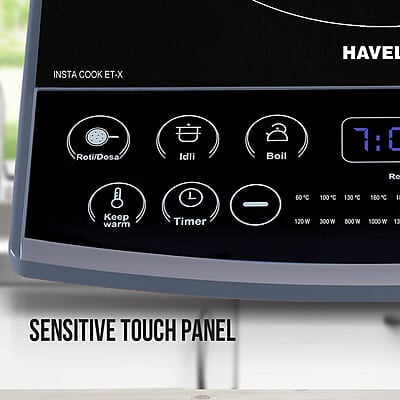 Havells Insta Cook Et-X Induction Cooktop, Dark Grey 1900 W, Ceramic Glass