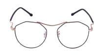 Unisex Oversized Round Spectacle Frame. Gold & Black Color Metal Frame.