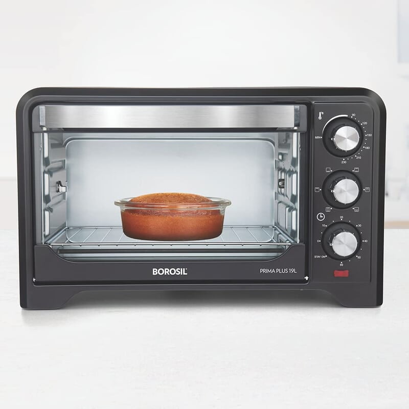 Borosil Prima Plus 19 L Oven Toaster & Grill, Motorised Rotisserie & Convection Heating, 5 Heating Modes, Black