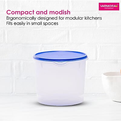 Varmora Magnum Round Smart Kitchen Storage Plastic Container – Blue Lid (2.5 Litres) (Pack of 5) Varmora Magnum Round Smart Kitchen Storage Plastic Container – Blue Lid (2.5 Litres) (Pack of 5)