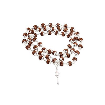 Original Rudraksha Mala in Silver with Vel Pendant Certified Original Rudraksha Mala in Silver with Vel Pendant Certified