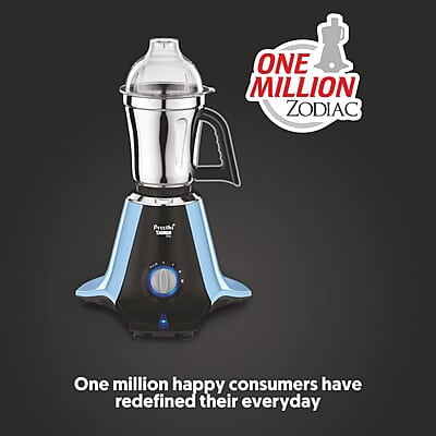 Preethi Plastic Taurus Pro Mg-259 Mixer Grinder, 1000 Watt, Blue-Black, 3 Jars, 2Yr Guarantee