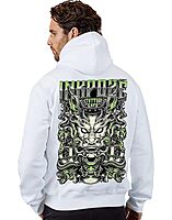 Sublimation Printed Hoodies White Colour VLAM Tatoo Design Graphic Art Cotton Unisex Hoodie | Trendy Back Print Anime Hoodie and Sweatshirt