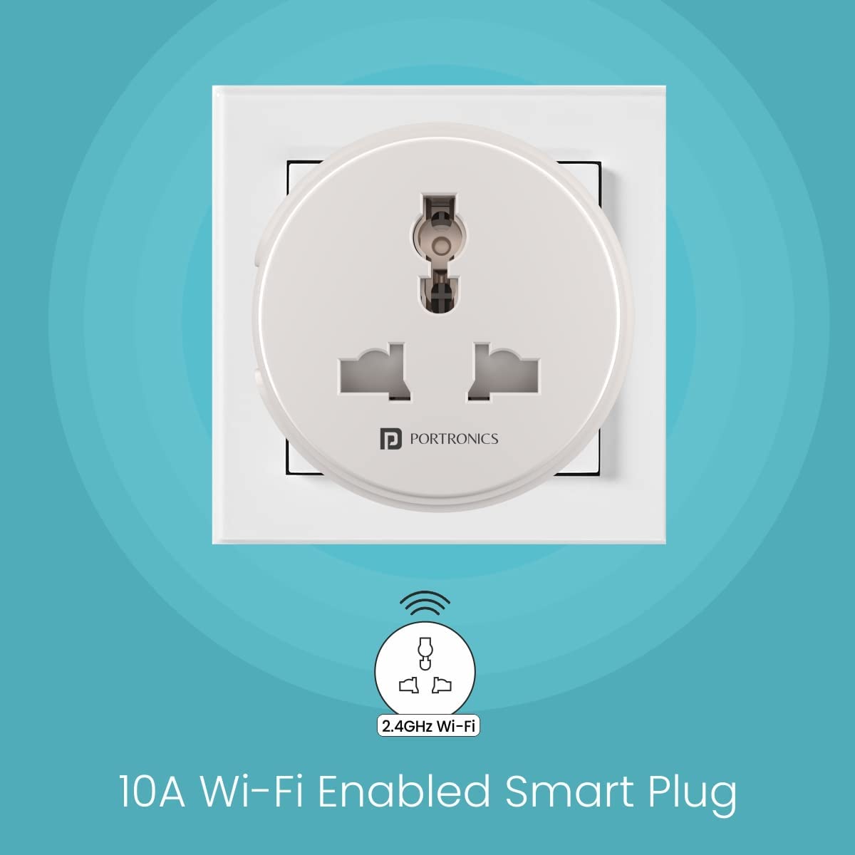 Portronics Splug 10 Wifi 10A Smart Plug Suitable for TVs, Fan, Light, Music System Compatible with Alexa and Google Assistant Portronics Splug 10 Wifi 10A Smart Plug Suitable for TVs, Fan, Light, Music System Compatible with Alexa and Google Assistant