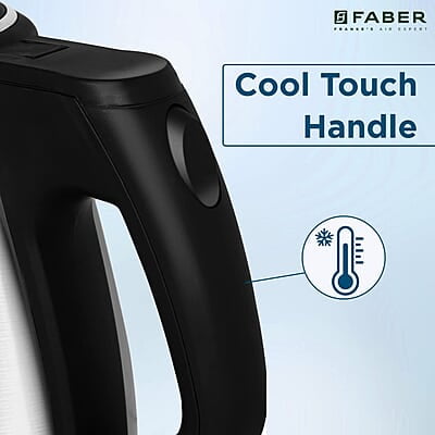 Faber Electric Kettle with Stainless Steel Body, FK 1.8 litres boiler for Water, SS
