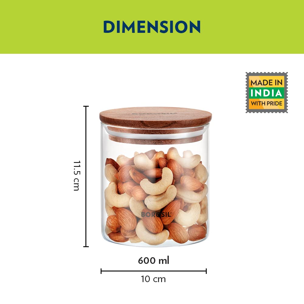 BOROSIL SQUARE DISHWITH GREEN LID-1L