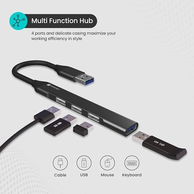 Portronics Mport 31 USB Hub (4-in-1) Multiport Adapter with 1 x USB 3.0 & 3 x USB 2.0 Ports, up to 5 Gbps High Speed Data Transfer for Laptop/PC (Grey) Portronics Mport 31 USB Hub (4-in-1) Multiport Adapter with 1 x USB 3.0 & 3 x USB 2.0 Ports, up to 5 Gbps High Speed Data Transfer for Laptop/PC (Grey)