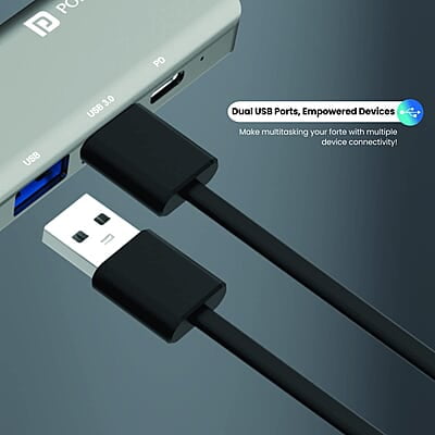 Portronics Mport 52 USB C Hub (7-in-1), Multiport Adapter with 4K HDMI, 60 W PD Charging, USB 3.0/2.0 & USB Type-C Data Ports at up to 10 Gbps, microSD & SD Card Reader for Laptops