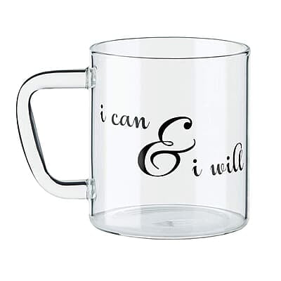 Borosil Classic I Will Mug, 305 ml, Transparent
