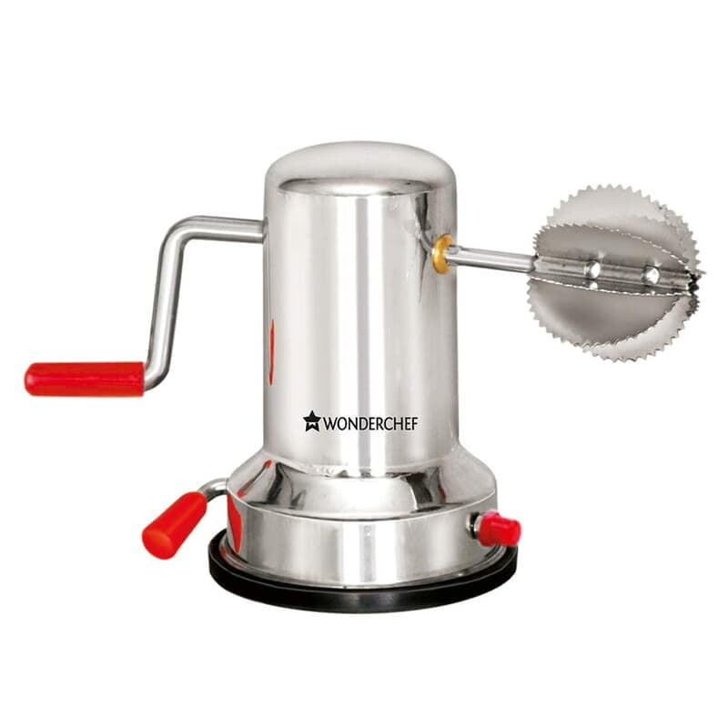 Wonderchef Stainless Steel Coconut Scraper for Kitchen, Vacuum Base, Rotatable Handle, Manual Operation