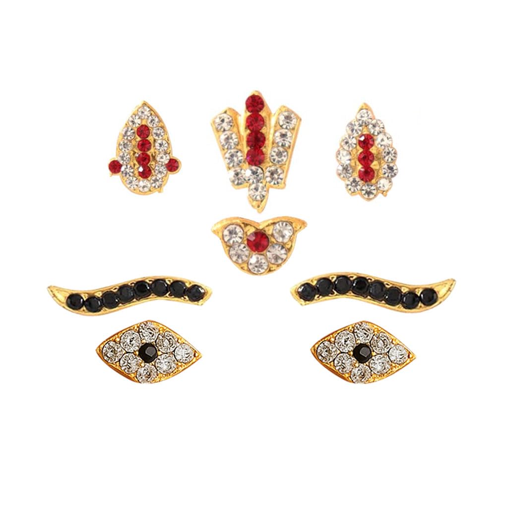Gold Plated Varalakshmi Face with Decorative Face Ornament ye, Eye brow, Thilak Lashmi Narayan Face Alankaram