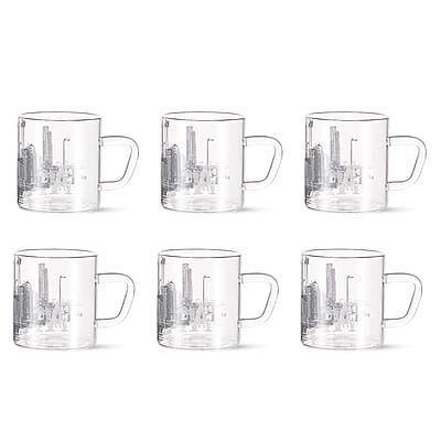 Borosil Vision Roma Tea n Coffee Classic Mug Set of 6 Pcs 210 ml | Borosillicate Glass, Microwave Safe, Scratch Resistance, Lightweight | for Chai, Green Tea, Milk