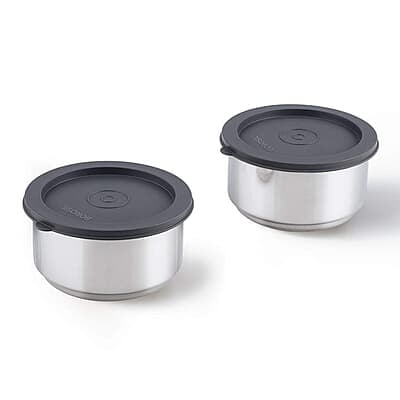 Borosil - Carry Fresh Stainless Steel Insulated Lunch Box Set of 2, 280 ml, Blue