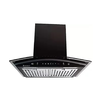 Wonderchef Power Curve Wall-Mount Chimney Auto Clean Function 1200M3/H Suction Capacity 3 Speed Motion SS Baffle filter