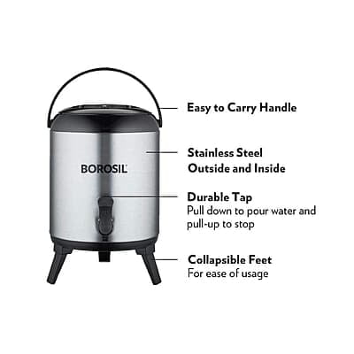 Borosil Stainless Steel Hydra Wonder Jug, 5.7 Liter, Silver