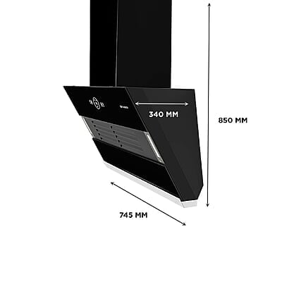 Faber 75 cm 1200 m3/hr Slant, Filterless Auto Clean Chimney talian Design (HOOD VERTIGO FL SC AC BK 75