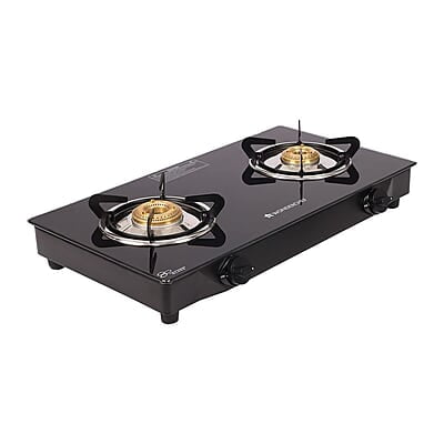 Wonderchef Glory 2 Burner Glass Cooktop, Stainless Steel Drip Tray,Manual Ignition Gas Stove