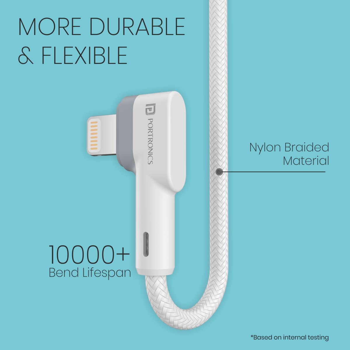 Portronics Konnect L Fast Charging 3A 8 Pin USB Cable with Charge & Sync Function Portronics Konnect L Fast Charging 3A 8 Pin USB Cable with Charge & Sync Function
