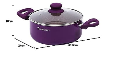 Wonderchef Royal Velvet 24cm Casserole with Glass Lid Virgin Aluminium 3 mm thick 4.5 litres
