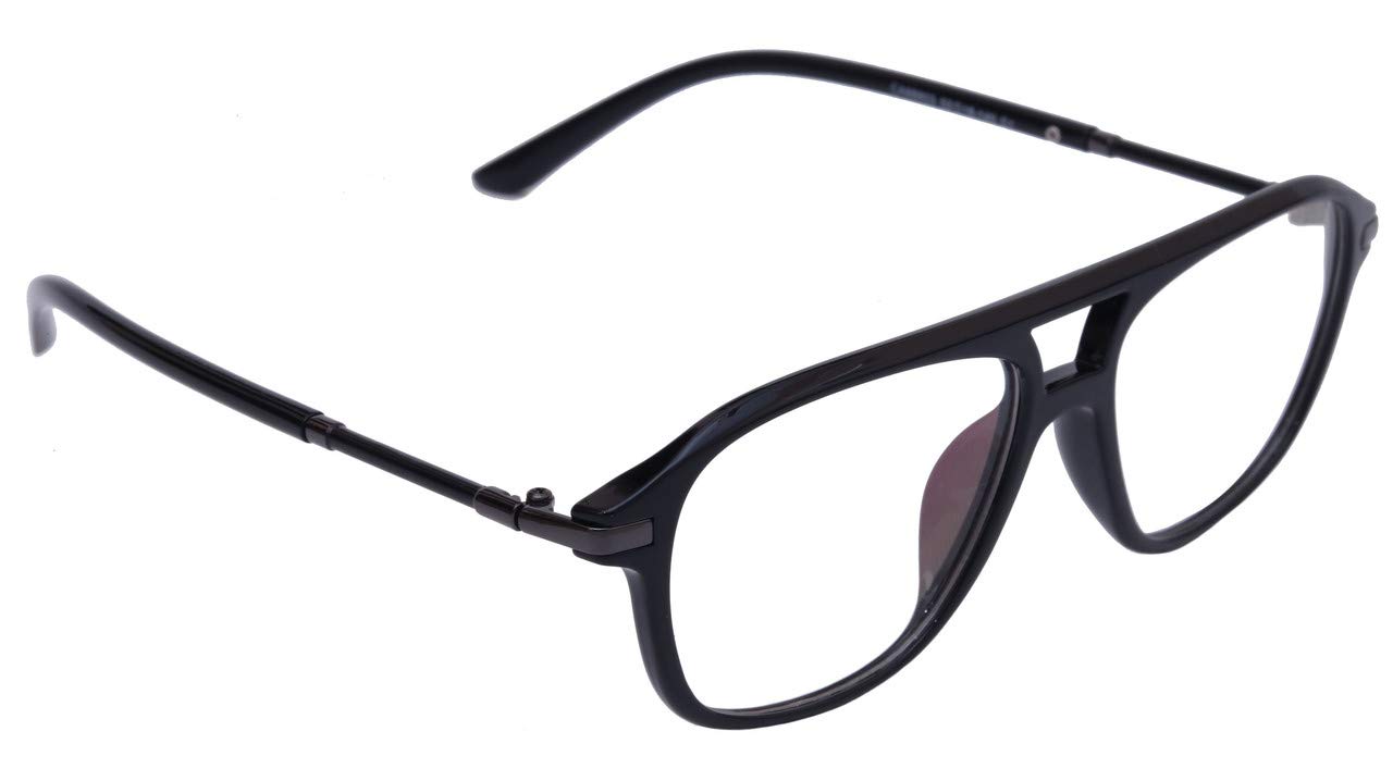 Unisex Large Square Spectacle Frames. Matte Black Color Frame. Transparent ARC Lens.