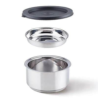 Borosil - Carry Fresh Stainless Steel Insulated Lunch Box Set of 2, 280ml, Grey