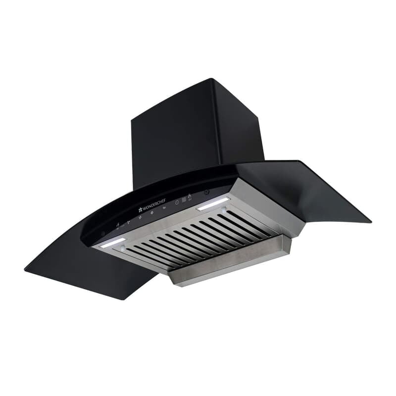 Wonderchef Ultima 90cm 1200 m3/hr Auto Clean Curved Glass Chimney  Baffle Filter 1200M3/Hr powerful suction