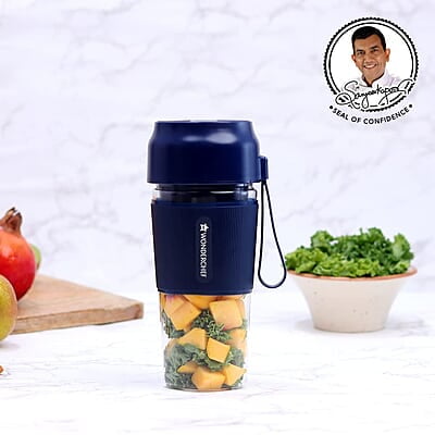 Wonderchef Nutri-Cup Portable Blender USB Charging 300ml Blue  Rechargeable Blender