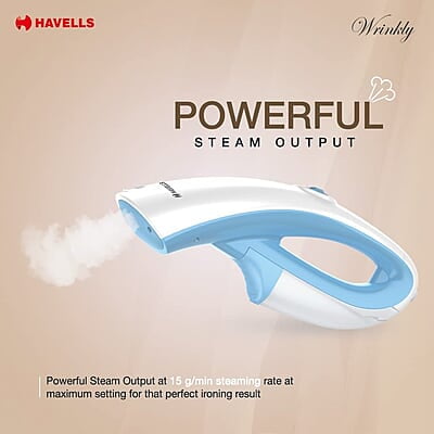 Havells Wrinkly Hand Held Garment Steamer 920 Watts - Ergonomic Design,150Ml Tank Capacity
