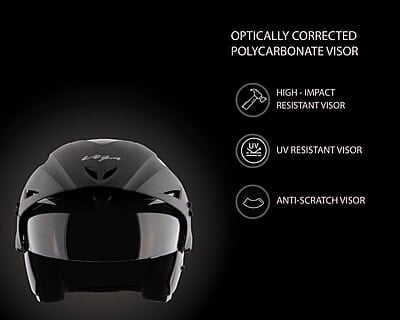 Vega Cruiser ISI Certified Matt Finish Lightweight & Compact with Peak Open Face Helmet for Men and Women with Clear Visor