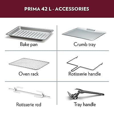Borosil Prima 42 L Oven Toaster & Grill, Motorised Rotisserie & Convection Heating, 6 Heating Modes, Silver Top & Chrome Front