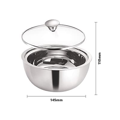 Borosil Stainless Steel Curry Server (Silver, 500ml, 900ml, 1.5L) - 3 Pc Set