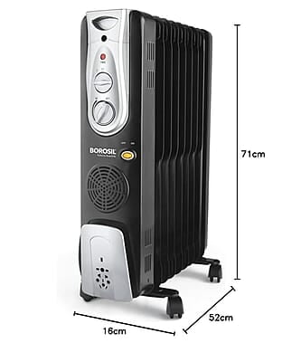 Borosil Volcano 9 Fin OFR | 3 Power Heating Mode, 2400W Oil Filter Filled Radiator Room Heater | Noiseless Operation, PTC Fan | 2 Years Warranty, Black Borosil Volcano 9 Fin OFR | 3 Power Heating Mode, 2400W Oil Filter Filled Radiator Room Heater | Noiseless Operation, PTC Fan | 2 Years Warranty, Black