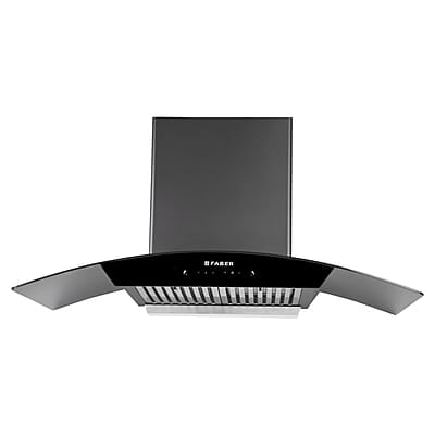 Faber 90 cm 1320 m³/hr Curved Glass Kitchen Chimney 3 Layer Baffle Filter Gravity Suction