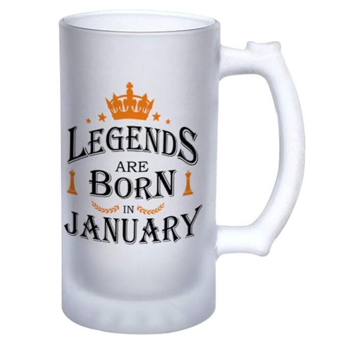 Sublimation Printed Froster Beer Mug With Glass Funny Legends are Born in January Beer Mug for Men (Frost Glass, 470 ml) Sublimation Printed Froster Beer Mug With Glass Funny Legends are Born in January Beer Mug for Men (Frost Glass, 470 ml)