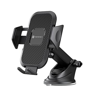 Portronics Clamp M Car Mobile Holder with 360° Rotational, Strong Suction Cup, One Click Release Button Compatible with 4 to 6 inch Devices