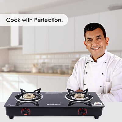 Wonderchef Platinum Plus 2 Burner Auto Glass Cooktop 6mm Toughened Glass Auto Ignition