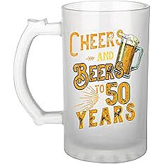 Sublimation Printed Froster Beer Mug With Charming Creations Cheers and Beers to 50 Years Quote Printed Frosted Beer Mug Sublimation Printed Froster Beer Mug With Charming Creations Cheers and Beers to 50 Years Quote Printed Frosted Beer Mug