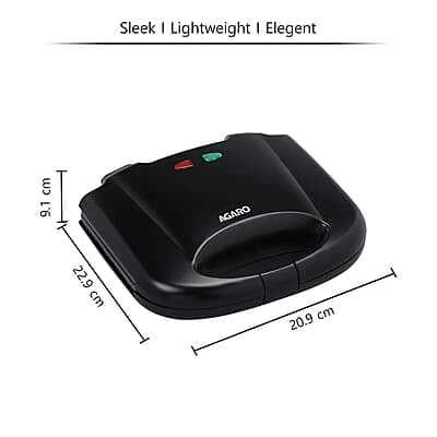 Agaro 750 watt Elegant Sandwich Maker, with Non-Stick Fixed Plates