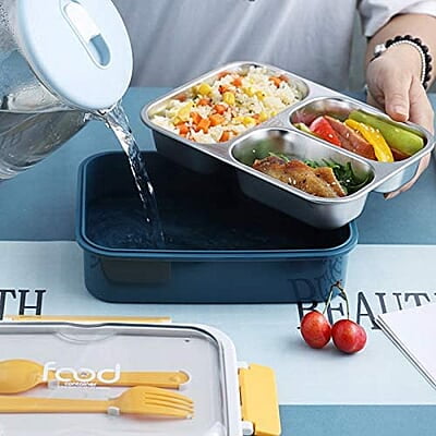 Bento Lunch Box for Kids, Lunch Box for Kids – 3 Compartment Insulated Lunch Box Stainless Steel Tiffin Box for Boys, Girls, School & Office – 750 ML-Multi Color Bento Lunch Box for Kids, Lunch Box for Kids – 3 Compartment Insulated Lunch Box Stainless Steel Tiffin Box for Boys, Girls, School & Office – 750 ML-Multi Color