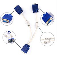 1 VGA Male to 2 VGA Female Video Splitter M/F- VGA Y Cable