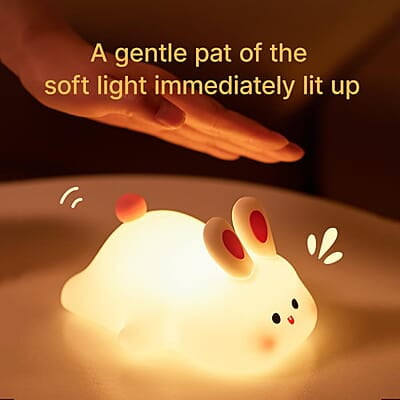 Rabbit Cute Lamp,Bunny Night Light for Kids,Silicone Led Squishy Animal Lamp,3 Levels Dimmable Nursery Nightlight Rechargeable Baby Bedside Touch Lamp