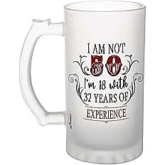 Sublimation Printed Froster Beer Mug With I'm Not 50 I'm 18 with 32 Years of Experience Beer Mug Sublimation Printed Froster Beer Mug With I'm Not 50 I'm 18 with 32 Years of Experience Beer Mug